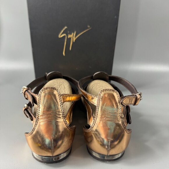 Giuseppe Zanotti Leather Gladiator Sandals in Rose Gold, Size 38.5 - Picture 6 of 16